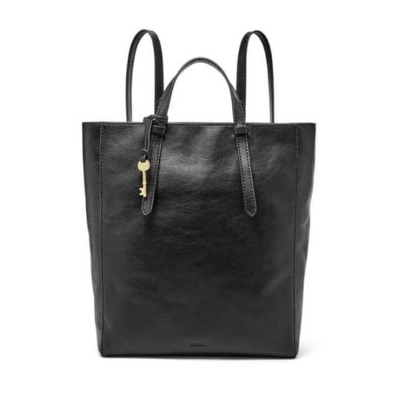 Tas Fossil Black Camila Leather Convertible Backpack - Picture 1 of 14
